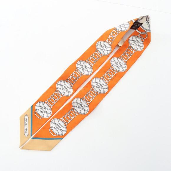 HERMES Authentic Orange Silk Scarf - Picture 4 of 5